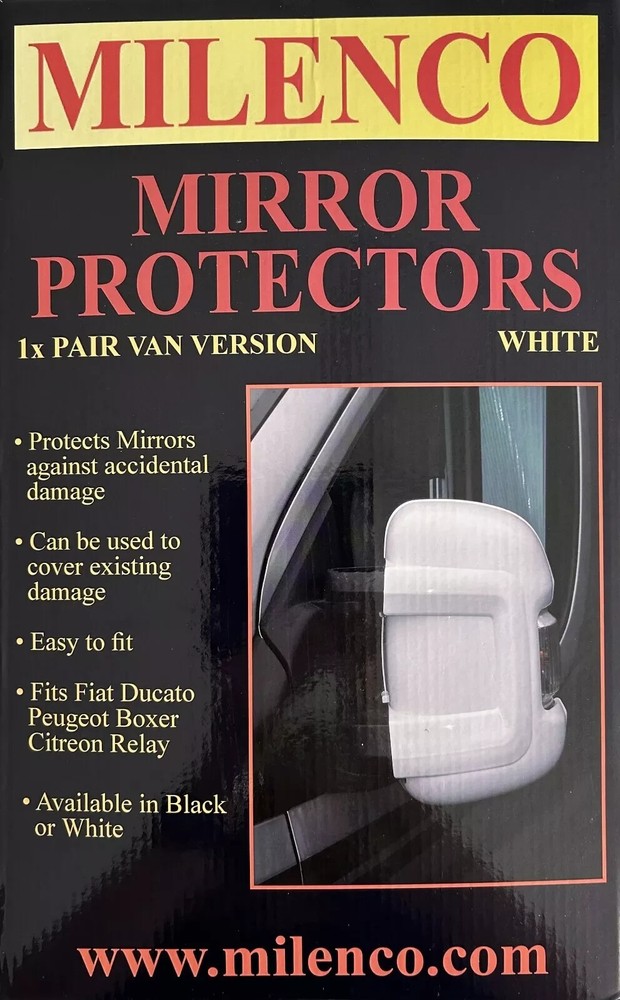 Milenco 1 Pair White Mirror Protector Covers for van version