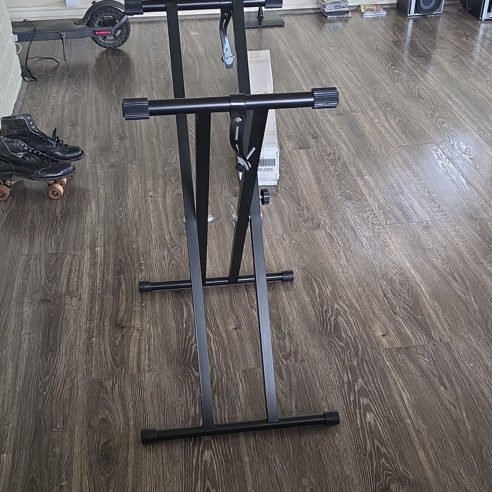 Hamzer Black Metal X-Stand Height-Adjustable Foldable Keyboard Stand