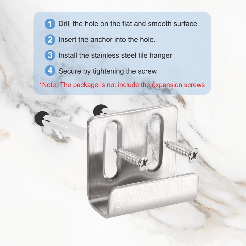 10 pcs adjustable hooks for tiles, silver, width 15mm