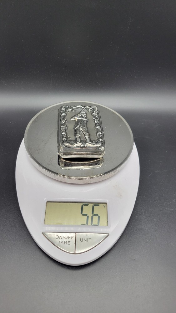 Antique Small Golfer Sterling Silver Cigarette Case