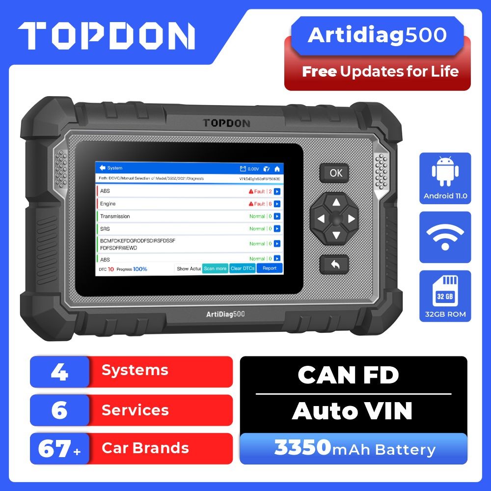 2025 TOPDON AD500 OBD2 Scanner Auto Diagnostic Tool Engine ABS SRS Code Reader