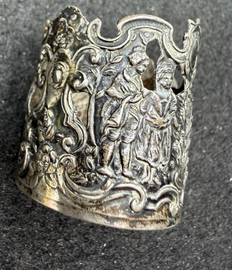 Hanau Storck & Sinsheimer silver cordial missing glass liner 14.7g garden scene