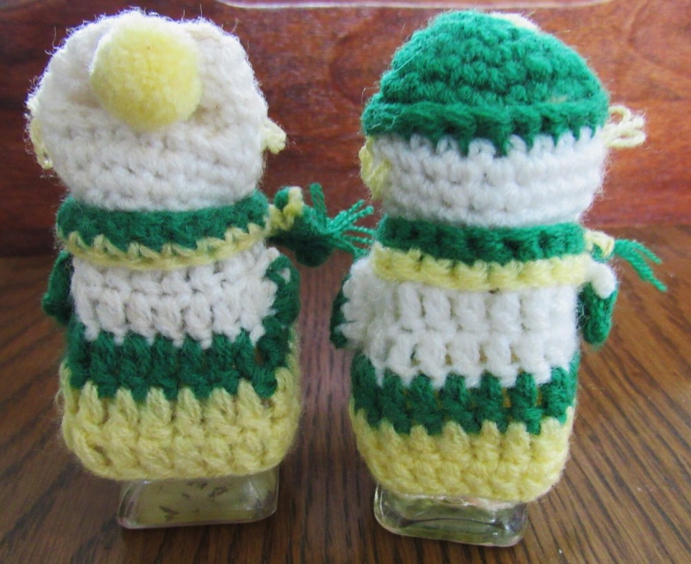 MAX FACTOR VINTAGE CROCHETED PERFUME BOTTLES -TWO