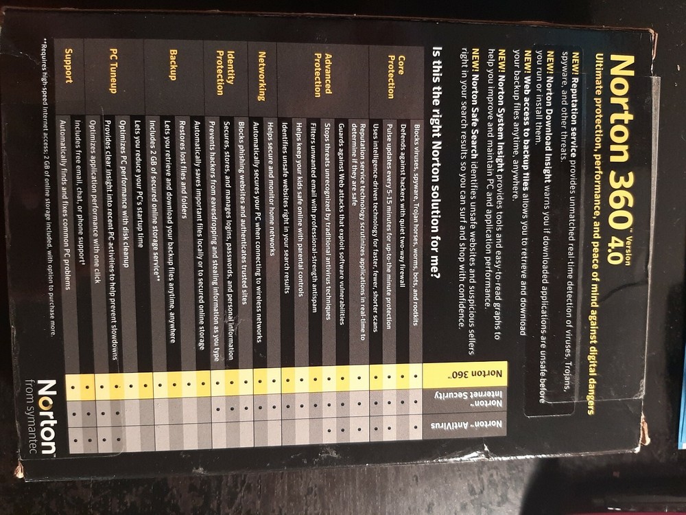 Norton 360 All-In-One Security Version 4.0 PC Security PC Tuneup disc only