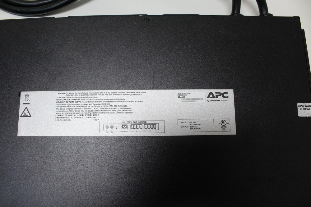 APC Rack Automatic Transfer Switch redundant switch RS-232 AC 200/208V AP4430