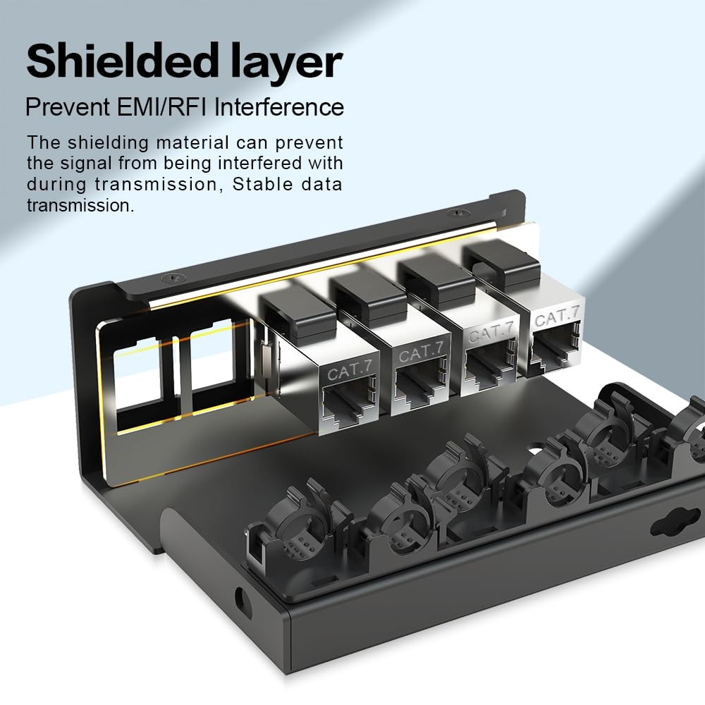 6Port Patch Panel CAT7 Keystone Patch Panel Shielded Network Patch Patch with...