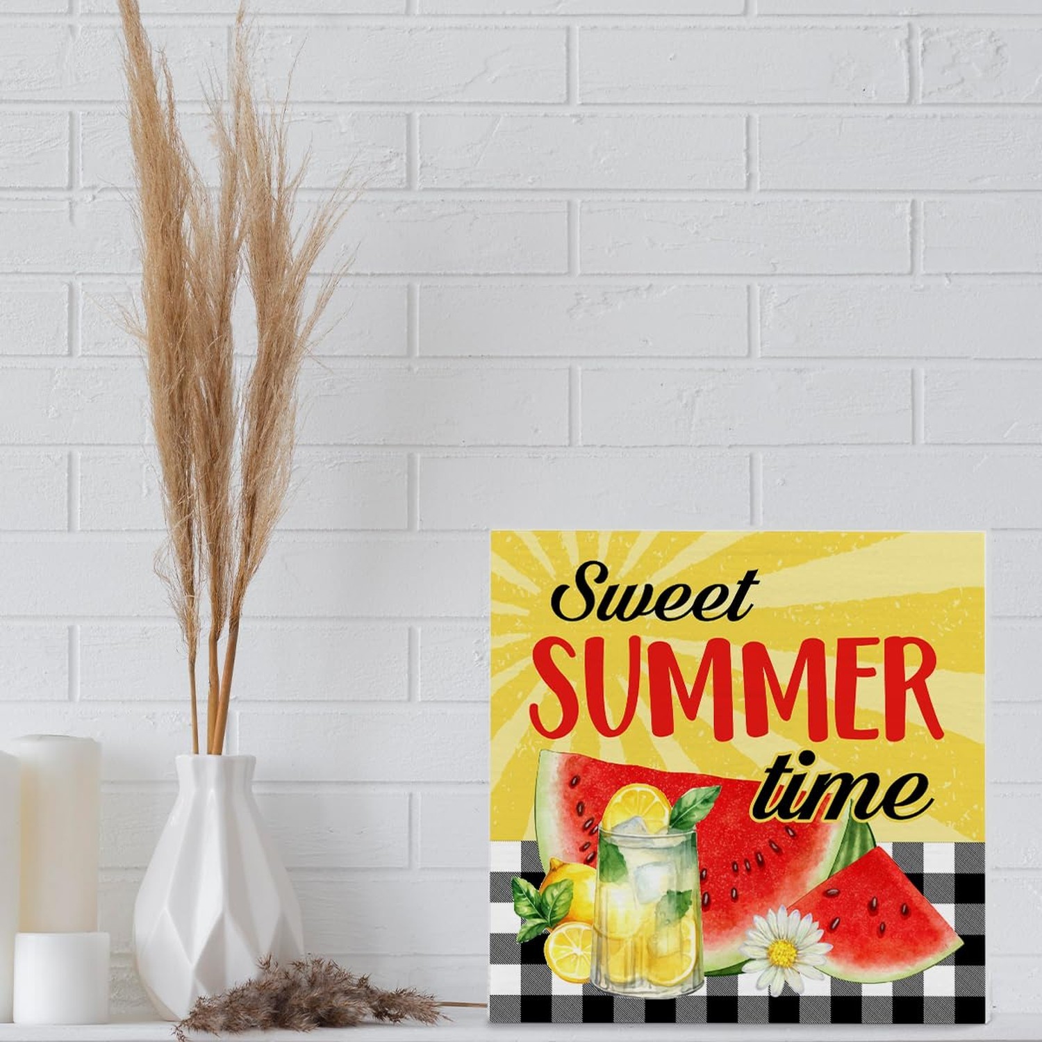 Summer Decor, Summer Decorations For Home, Watermelon Lemon Wooden Sign Decor...