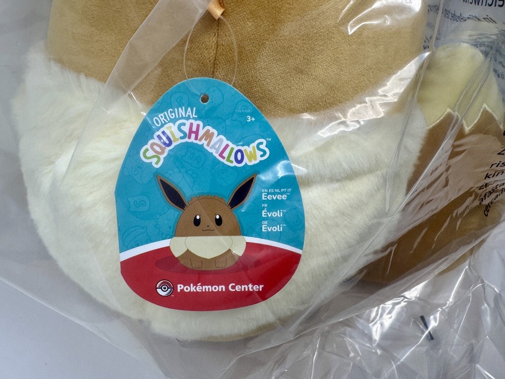 Squishmallow 12” Eevee Plush - Pokemon Center Exclusive with Patch