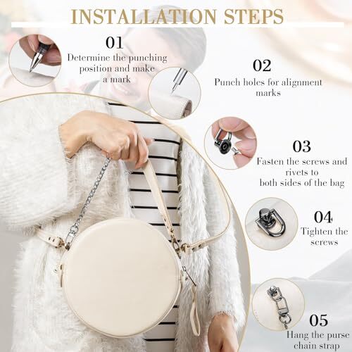 24 Pcs Purse Chain Strap D Ring Rivets Set Flat Purse Strap Extender Black