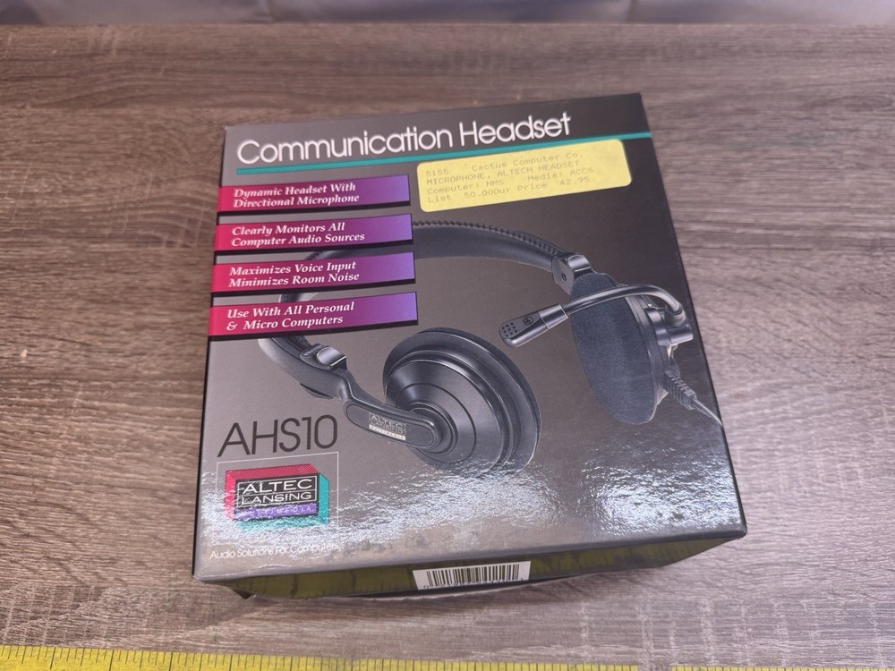 Vintage Altec Lansing AHS10 Communication Headset Mic PC Untested w/ Box