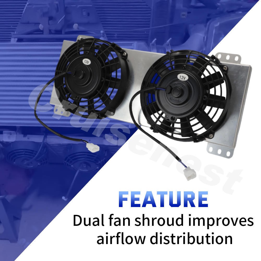 For Tru-Cool 40K Derale 9500 Huron Speed Silver Series 8'' Dual Fan & Shroud Kit