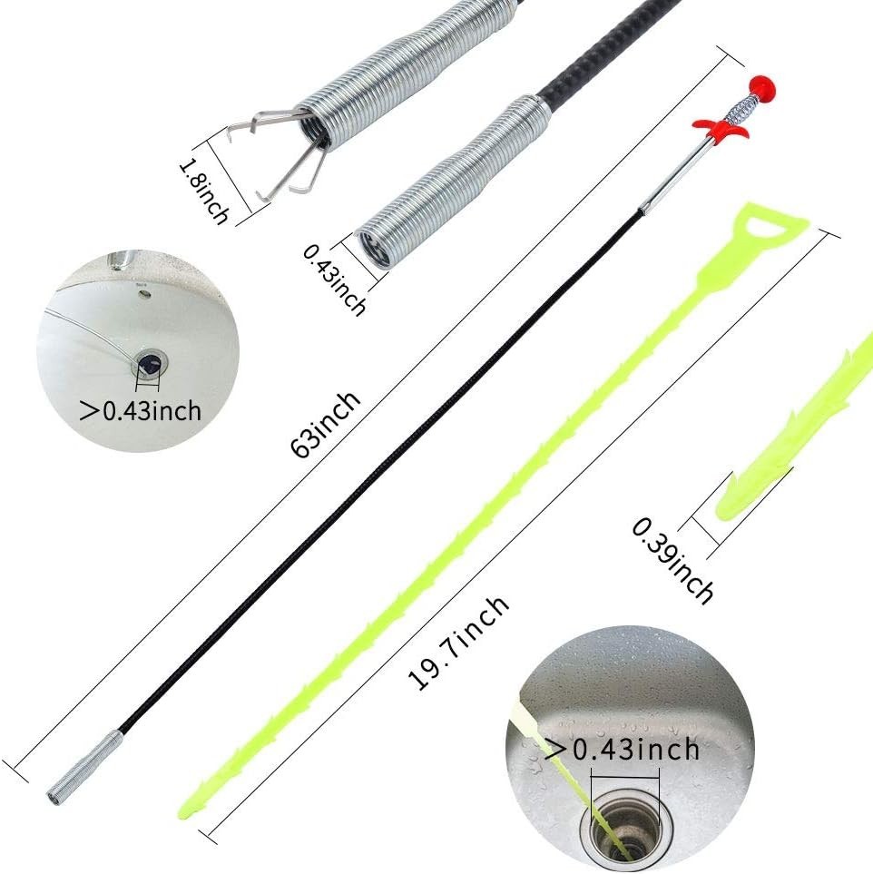 Versatile 63-Inch Flexible Grabber Tool: Remove Clogs with Precision and Ease