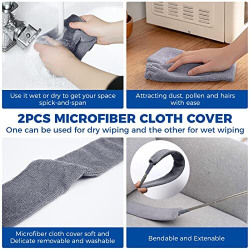 Retractable Gap Dust Cleaner Cleaning Tools with 2 Microfiber Gap Duster