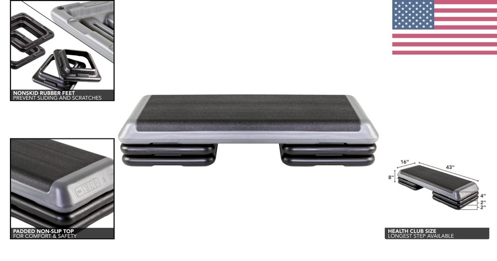 Aerobic Step with 4 Stackable Risers - Safe & Durable for Home Fitness