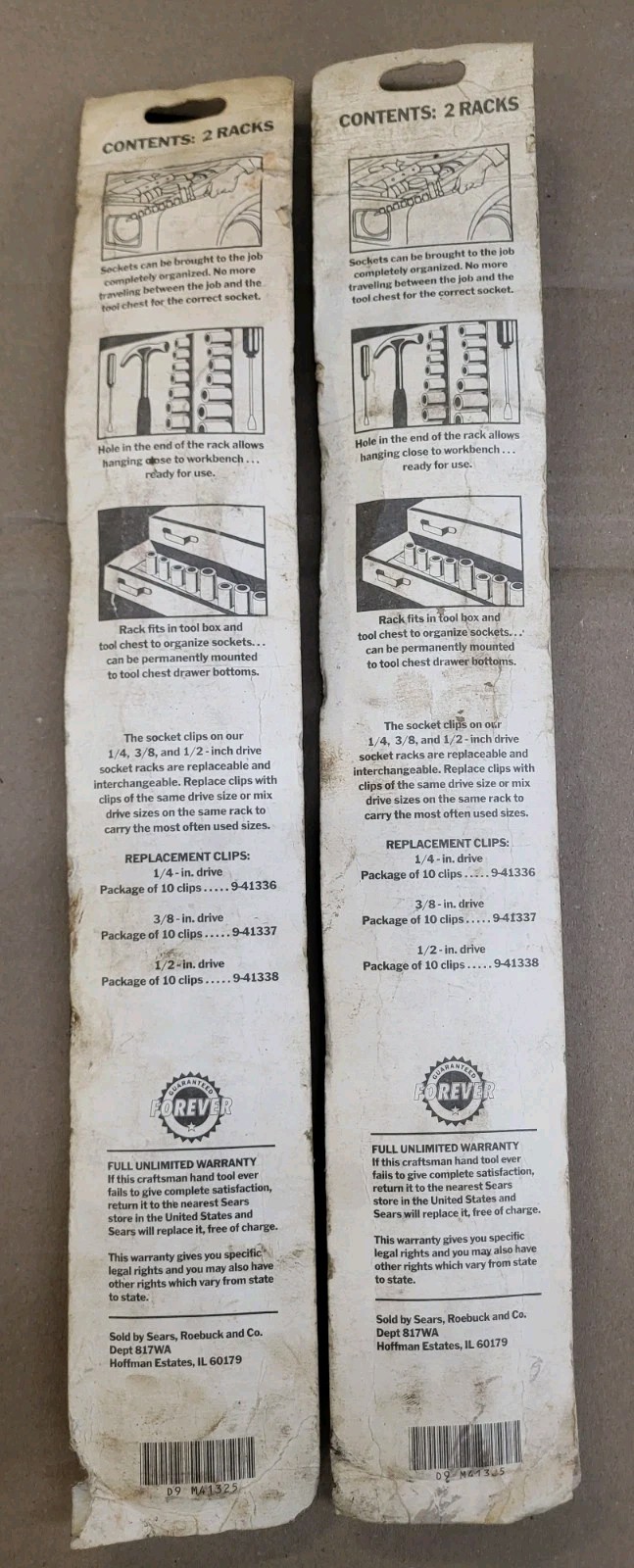 4 Vintage Sears Craftsman 41325 1/2" Drive Metal Socket Rack Rails USA New NOS