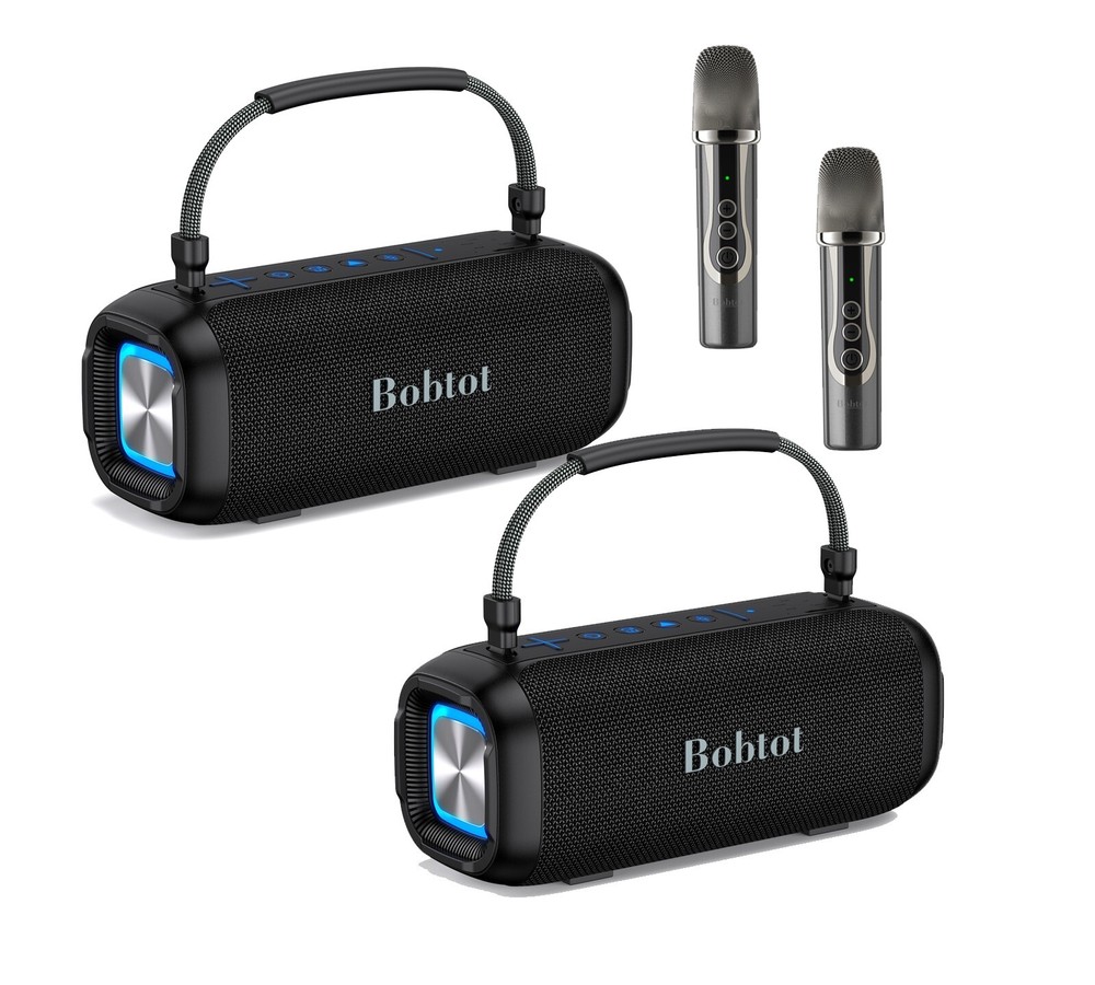 2 Karaoke Machine Bluetooth Speakers Wireless Microphone Portable Waterproof