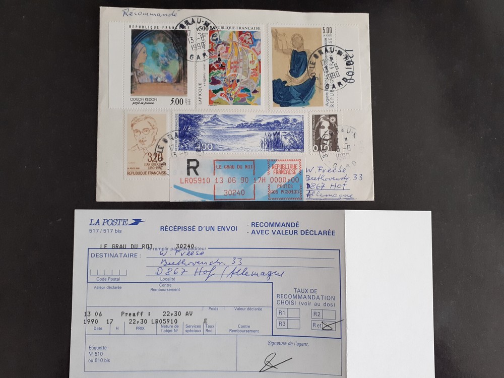 France - 1980 - R-Letter - with consignment note
