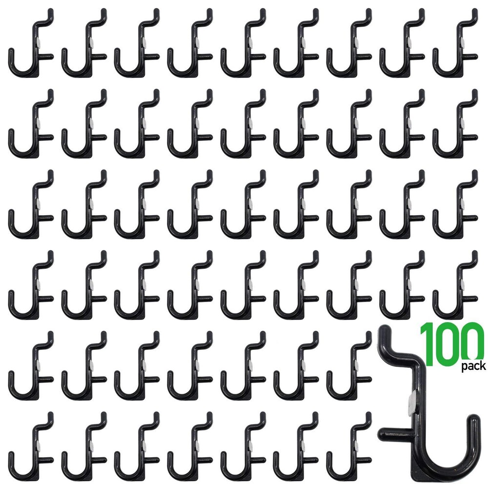 Pegboard Hooks Kit Pegboard J Hook Assortment 100PK Black Peg Hooks