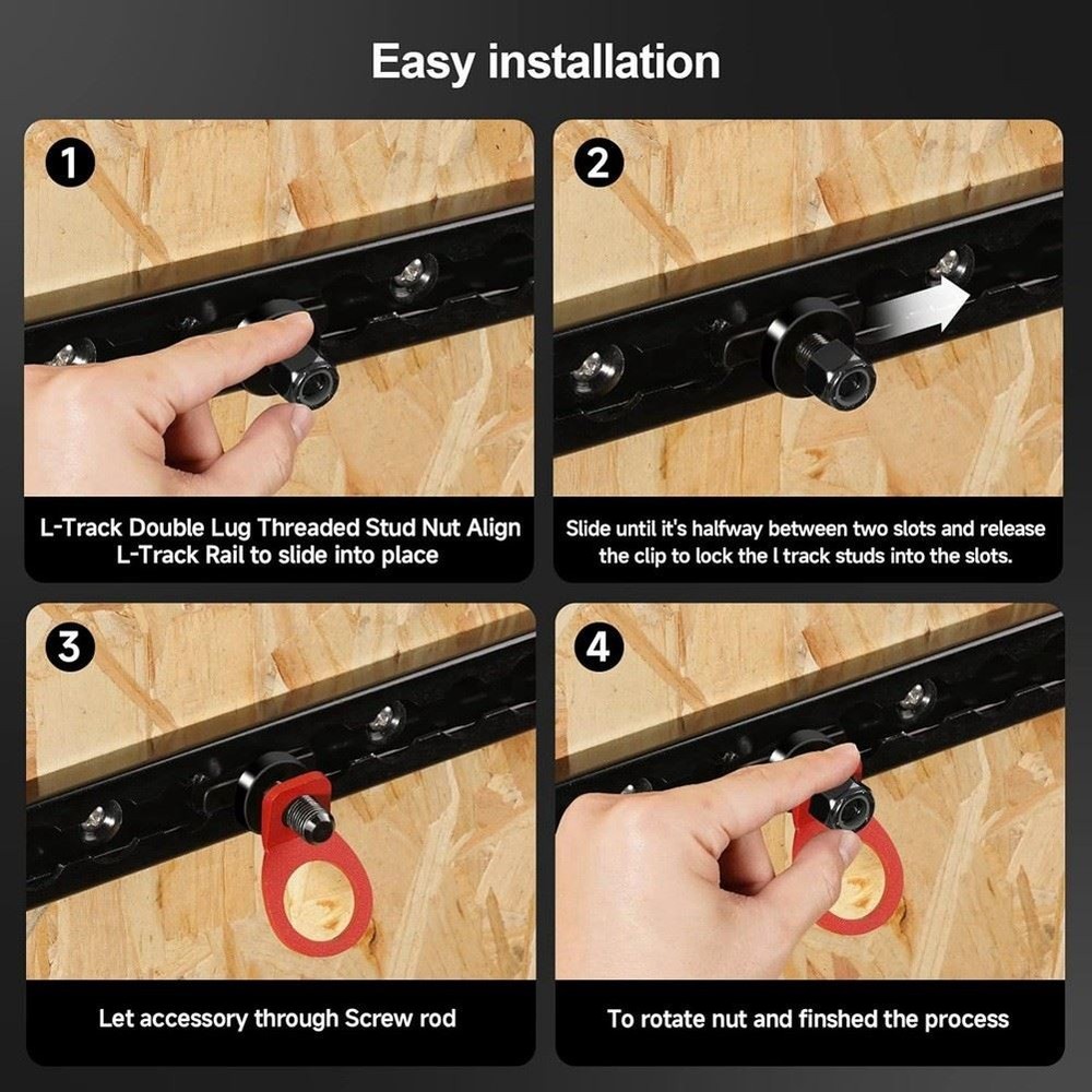 8 Pcs L-Track Lug Threaded Stud Fitting Tie Down with L track Rail
