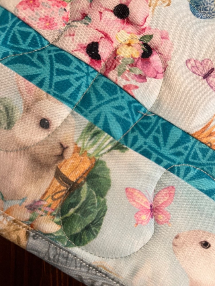 Handcrafted-Quilted Table Runner -Happy Easter - Easter Eggs, Bunnies - Gardens