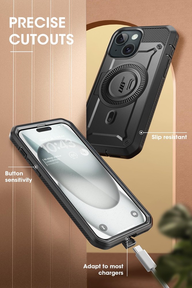 SUPCASE iPhone 15 Plus Case with Stand, MagSafe Compatible, Built-in Screen Prot