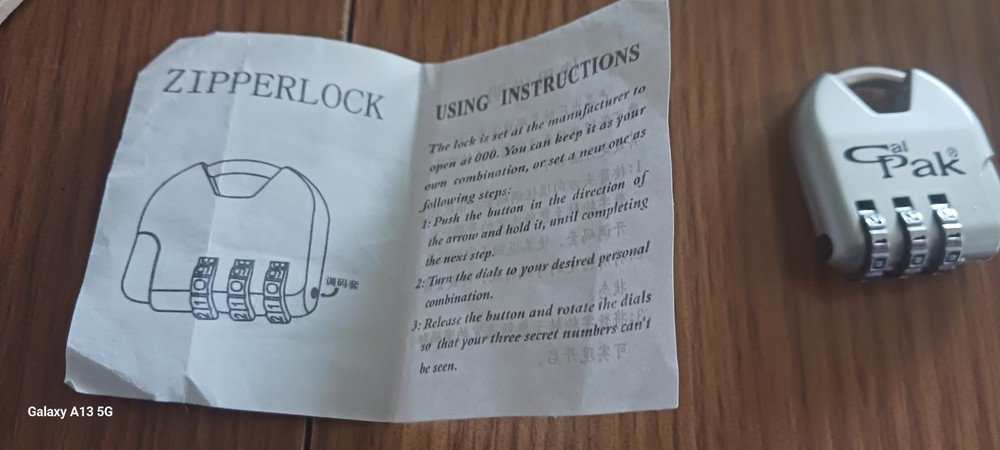 Luggage Combination Zipper Lock