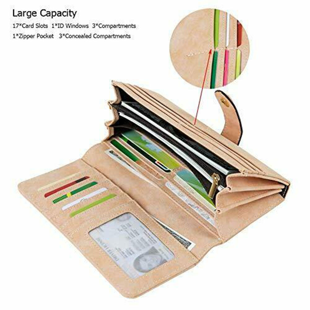 Women Soft Leather Wallet Long Clutch Pocket Credit Card Holder Purse Handbag US