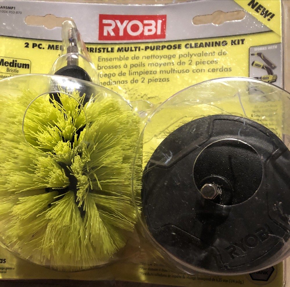 Ryobi Medium Bristle Brush Multi-Purpose Cleaning Accessory Kit, 2-Piece, A95MP1