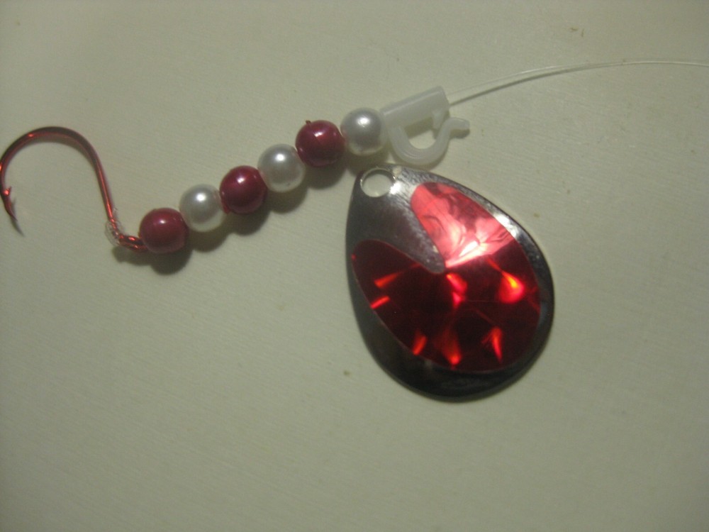 Walleye 1 Hook Spinner Rigs ( Red Holographic)