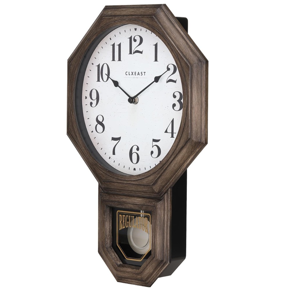 CLXEAST Pendulum Wall Clock, Large Schoolhouse Regulator Pendulum Wall Clocks...