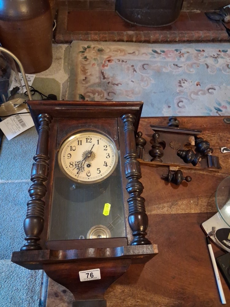 Vintage Wall Clock Not Working, Has Key And Pendulum
