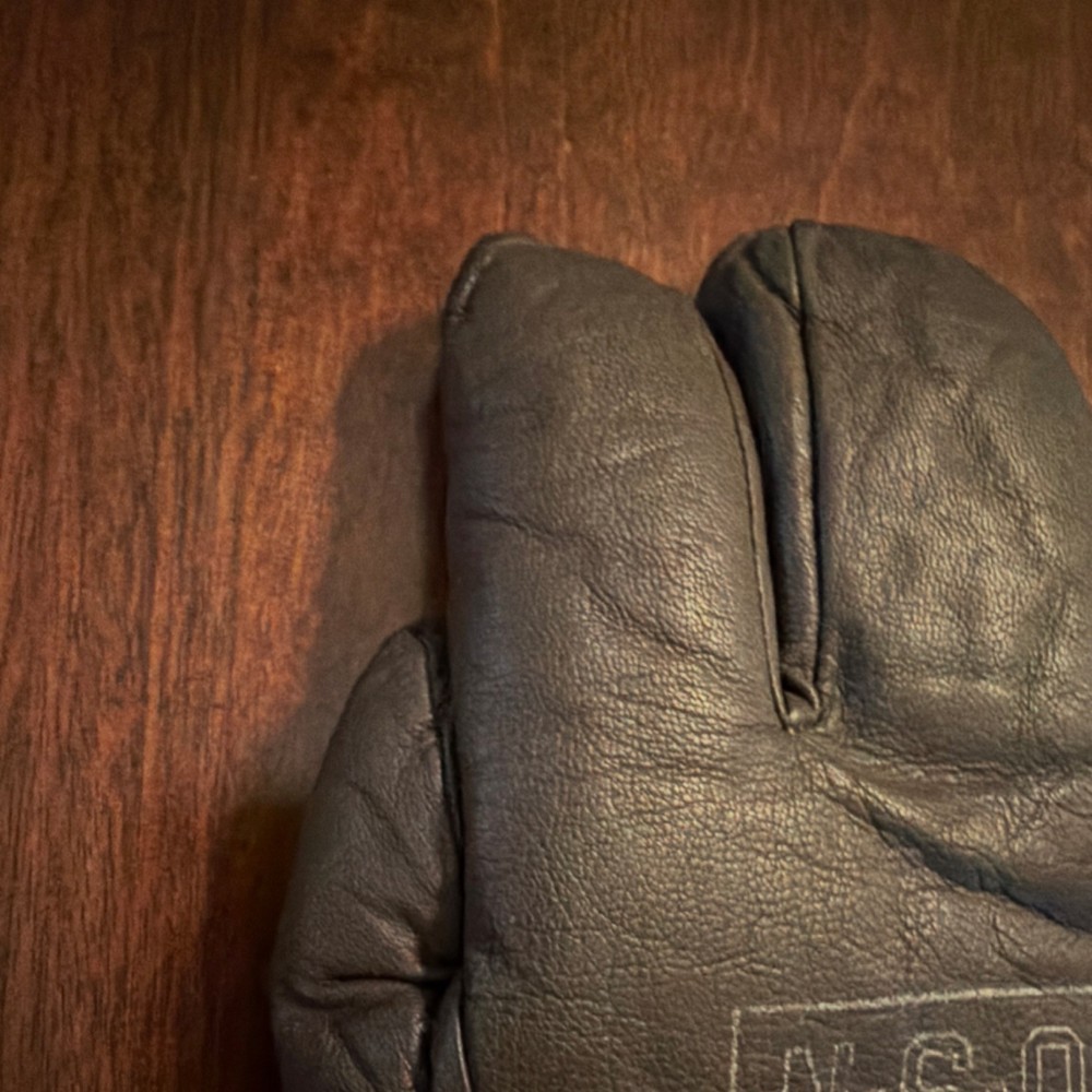 2 RIGHT HAND WWII USN Leather Shearling Mittens Large Original Military Gear