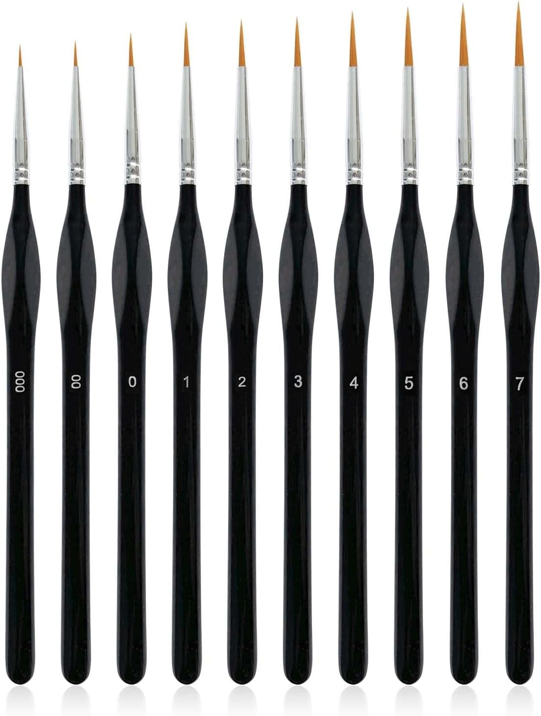 10 Pack Miniature Detail Paint Brushes Kit, Professional Tiny Small, Black