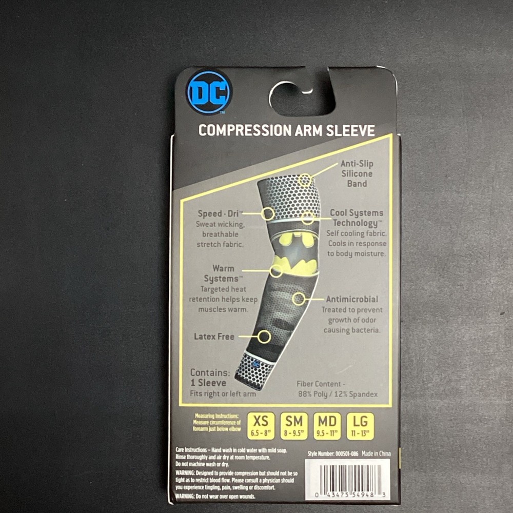 Batman Compression Arm Sleeve Size Licensed DC Comics MEDIUM Size