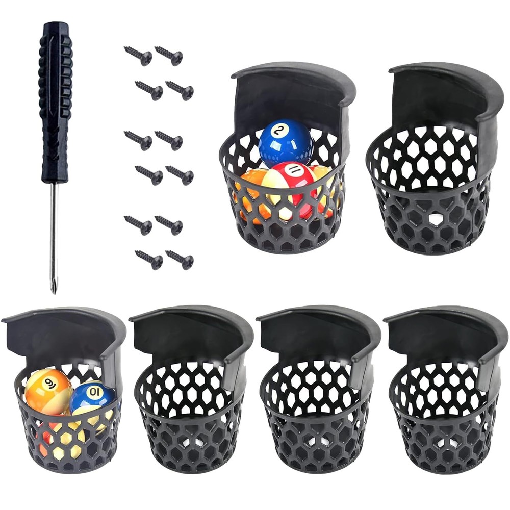 PESSILIN Pool Table Pockets Replacement for Billiard 6 Pcs, Plastic