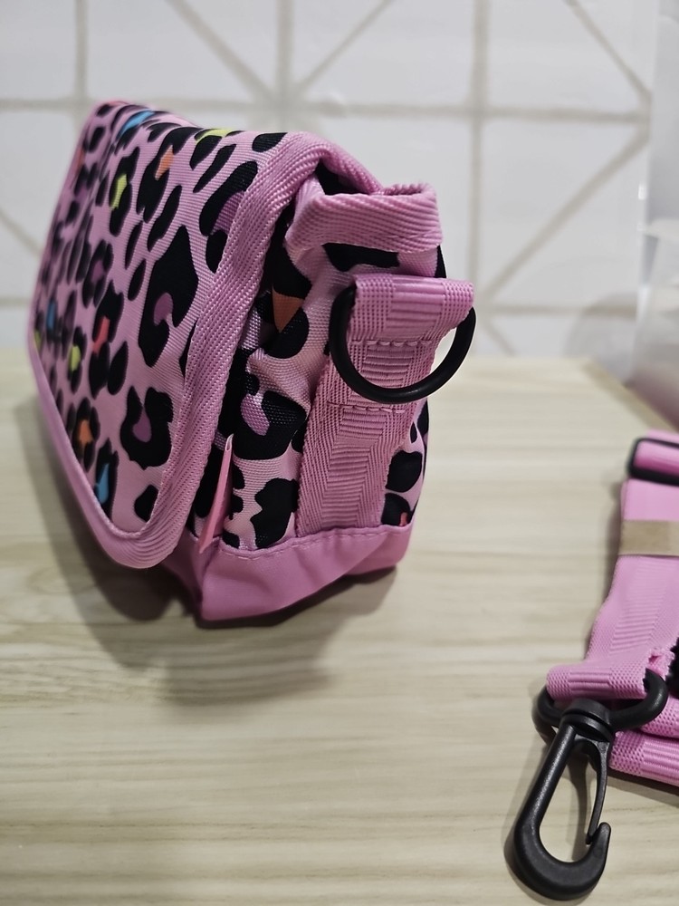Choco Mocha Kids Pink Leopard Flat Purse With Removeable Strap Zip Closure