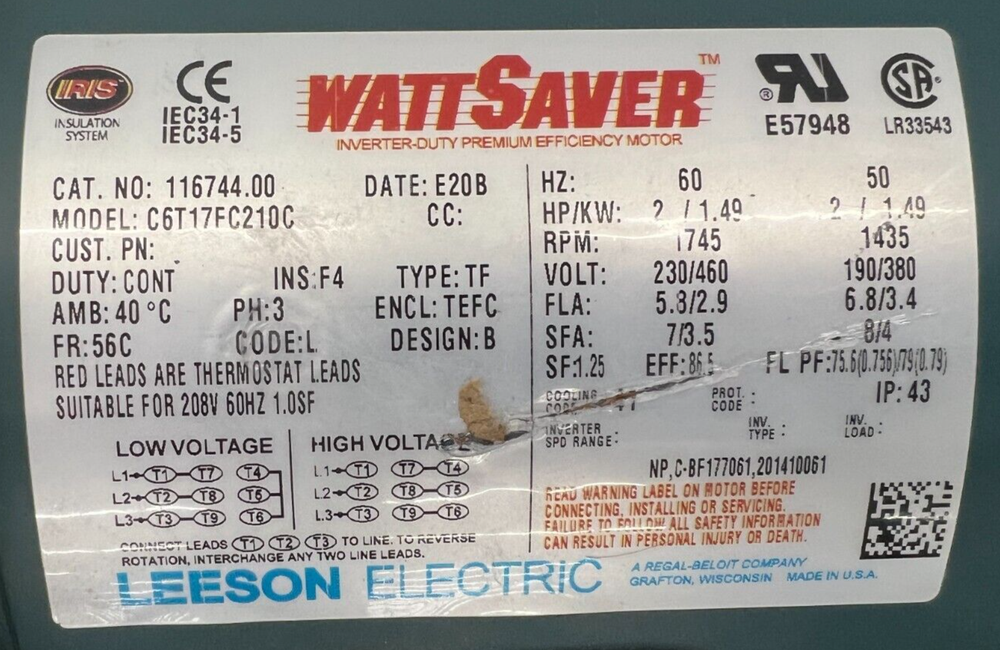 WATTSAVER MOTOR 116744.00