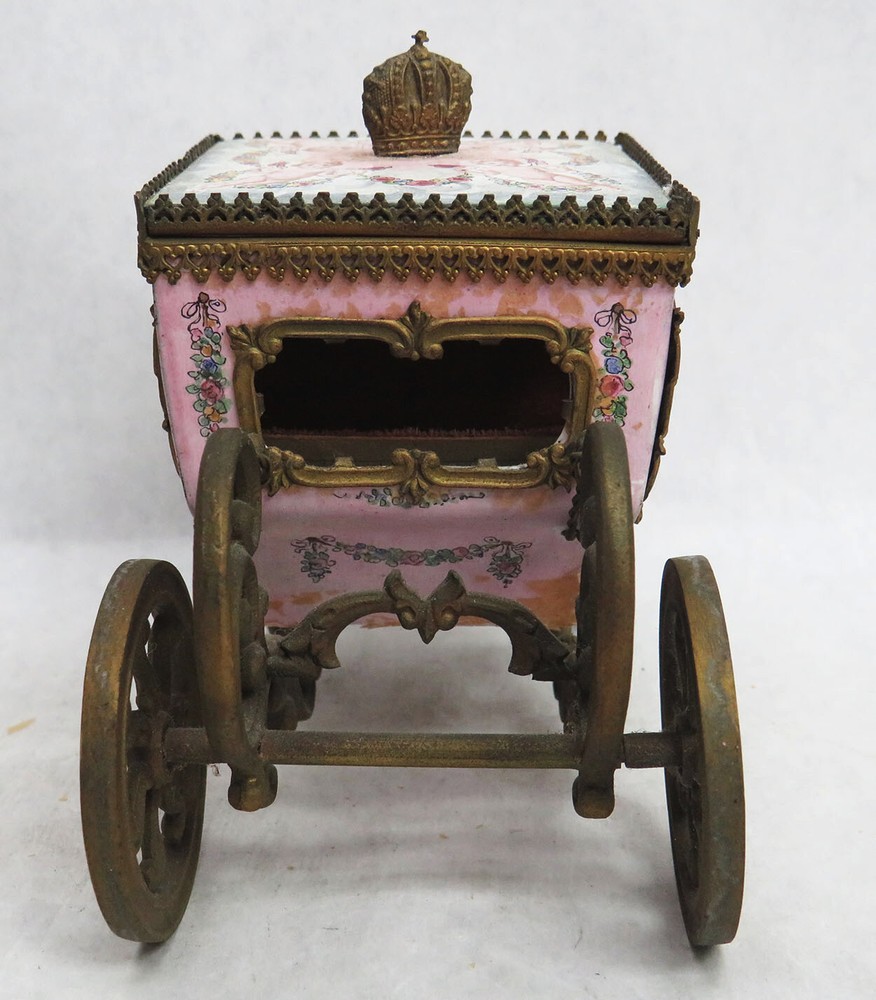 ANTIQUE AUSTRIAN BRONZE & ENAMEL CINDERELLA COACH