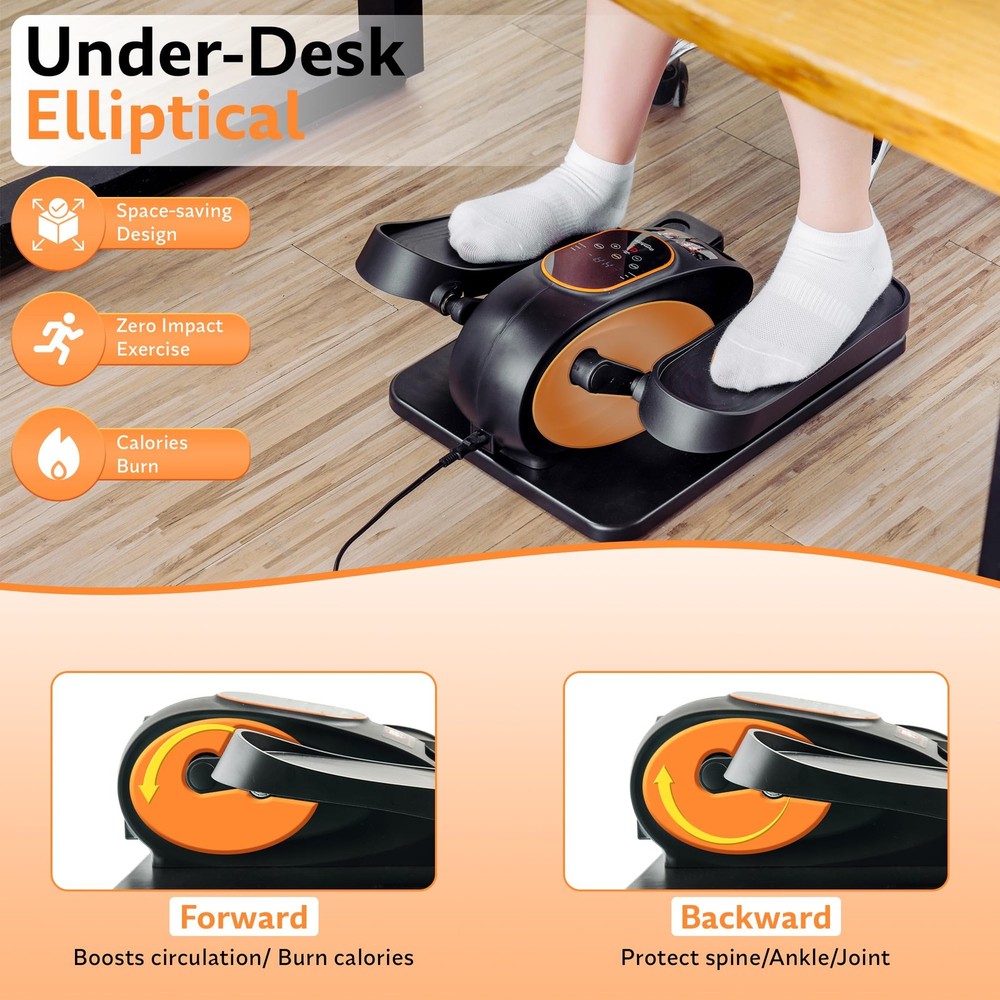 Under Desk Elliptical Exercise Machine, Leg Exerciser with 12 Speeds, Forward...