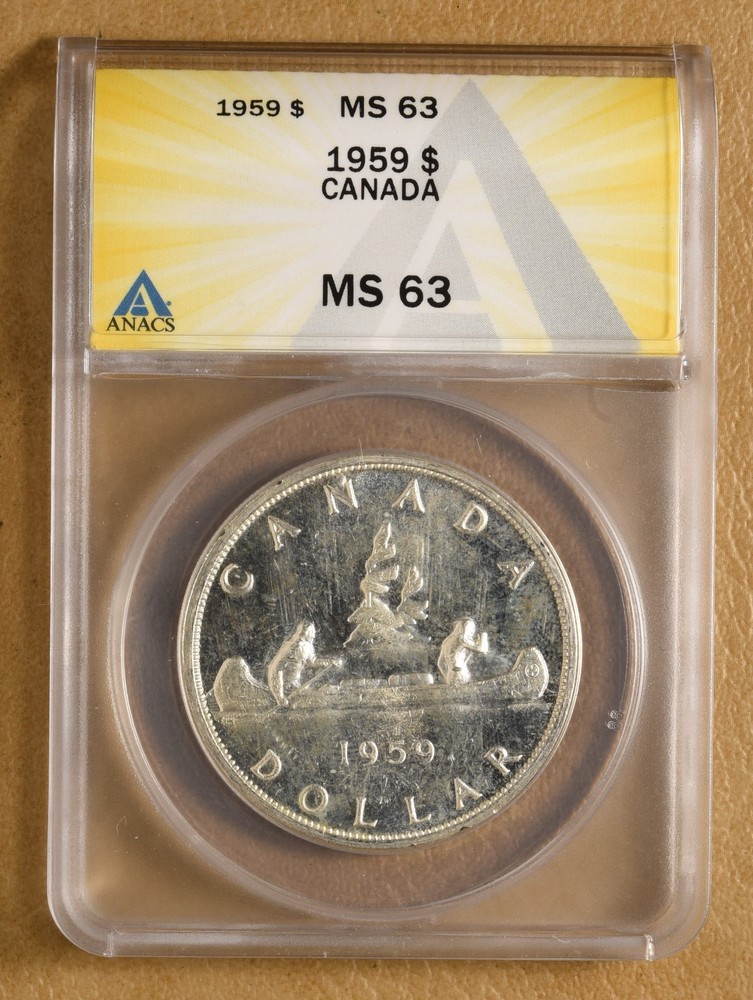 1959 Canada Silver Dollar ANACS MS63