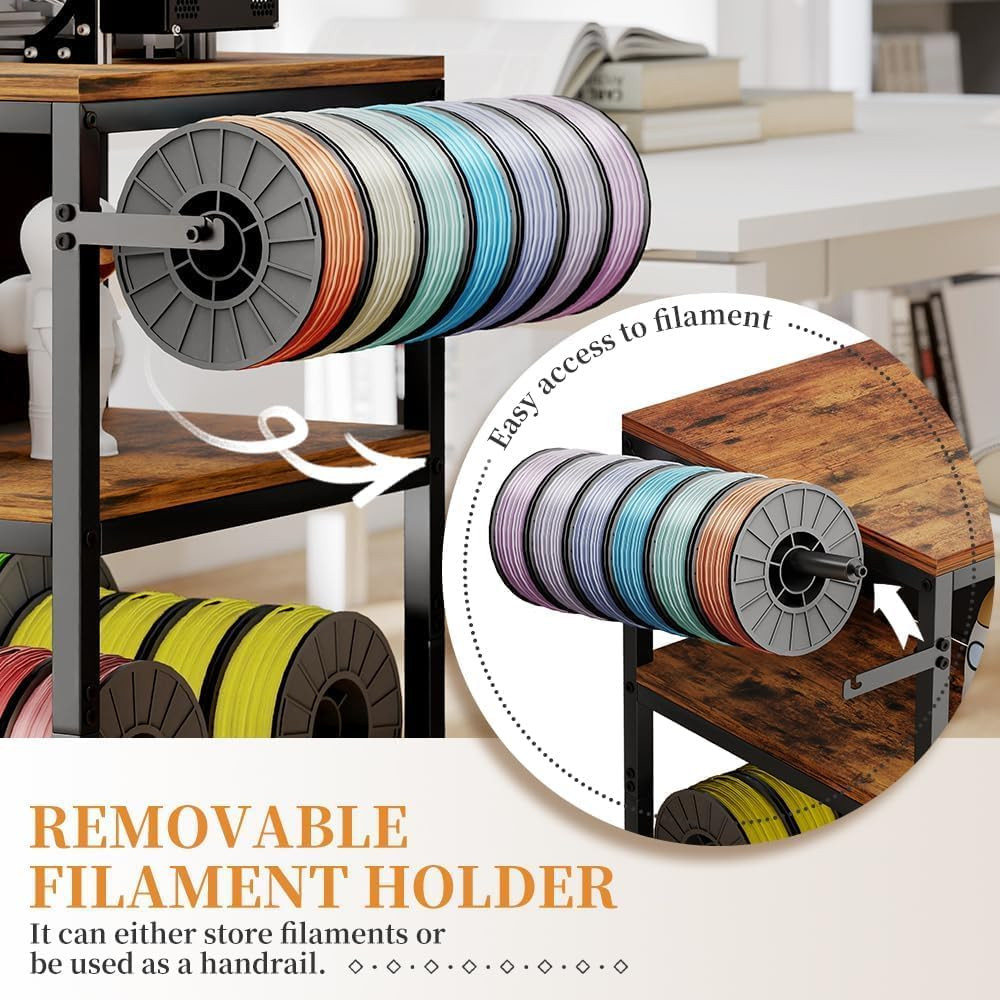 3D Printer Stand with Filaments Storage, Rolling 3D Printer Table Filament Stor
