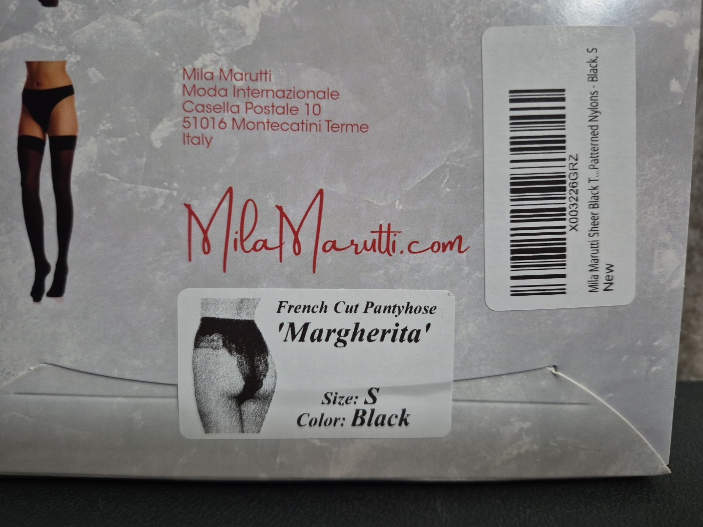 Mila Marutti French Cut Pantyhose Margherita Size Small Black