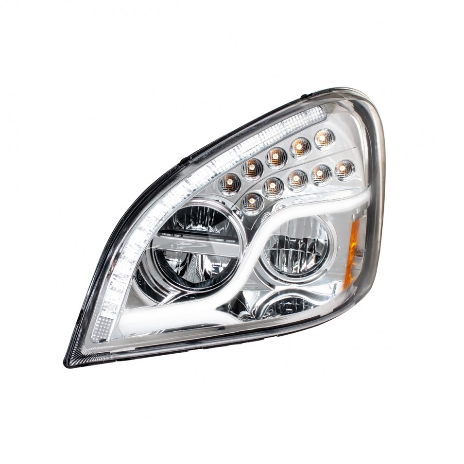 2008-2017 Freightliner Cascadia LED Headlight Chrome - Driver