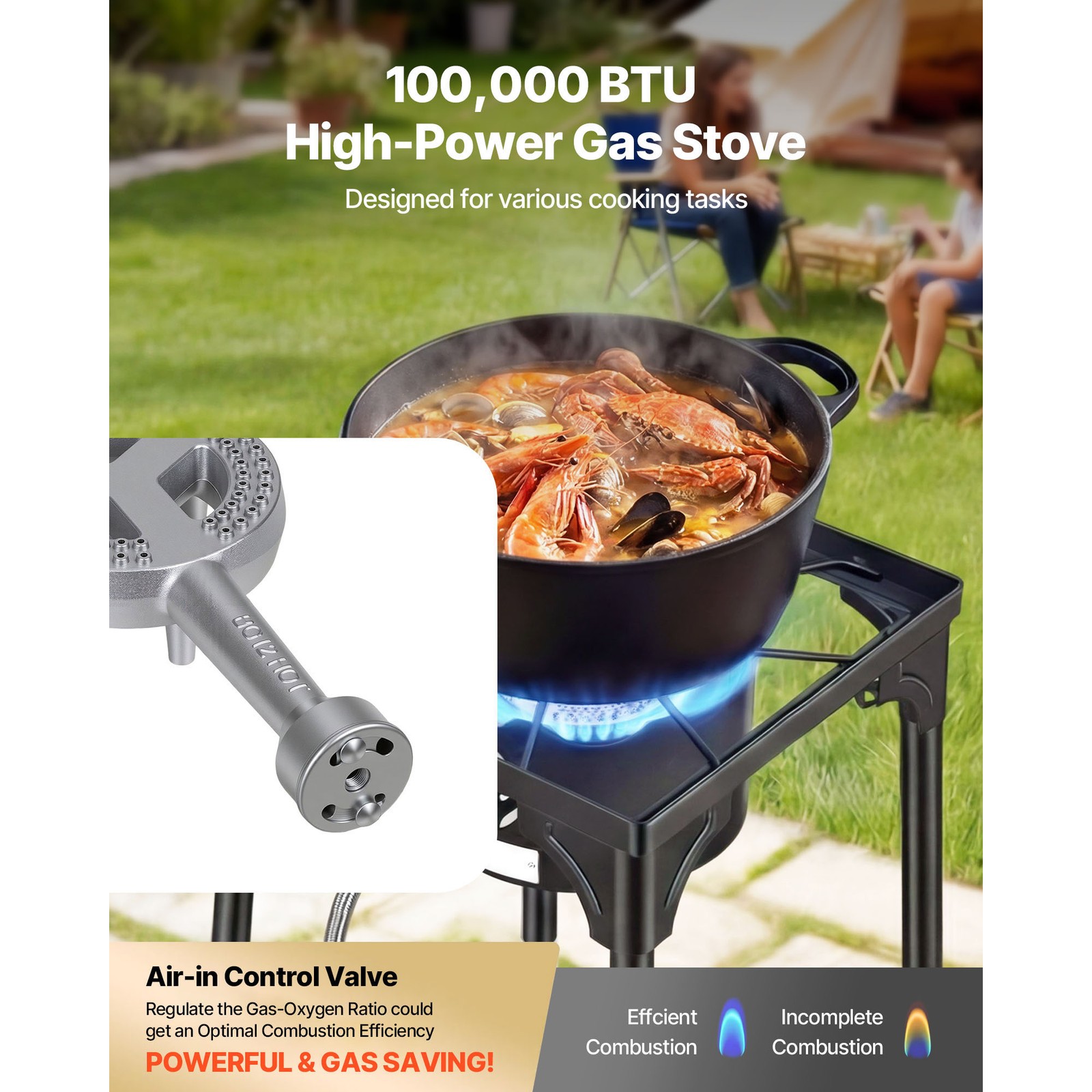 Uimoso Single Burner Propane Gas Stove 100000 BTU Outdoor Cooker for BBQ Camping