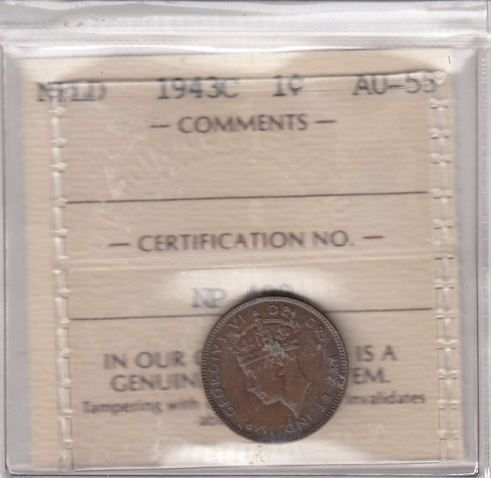 1943 Newfoundland One Cent - ICCS AU-55 - NP482