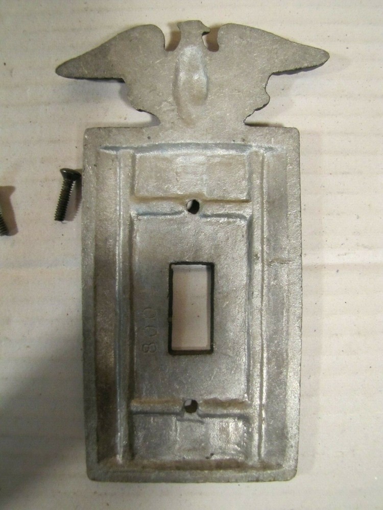 VINTAGE EDMAR EAGLE SWITCH PLATE COVER METAL HAMMERED FINISH EUC