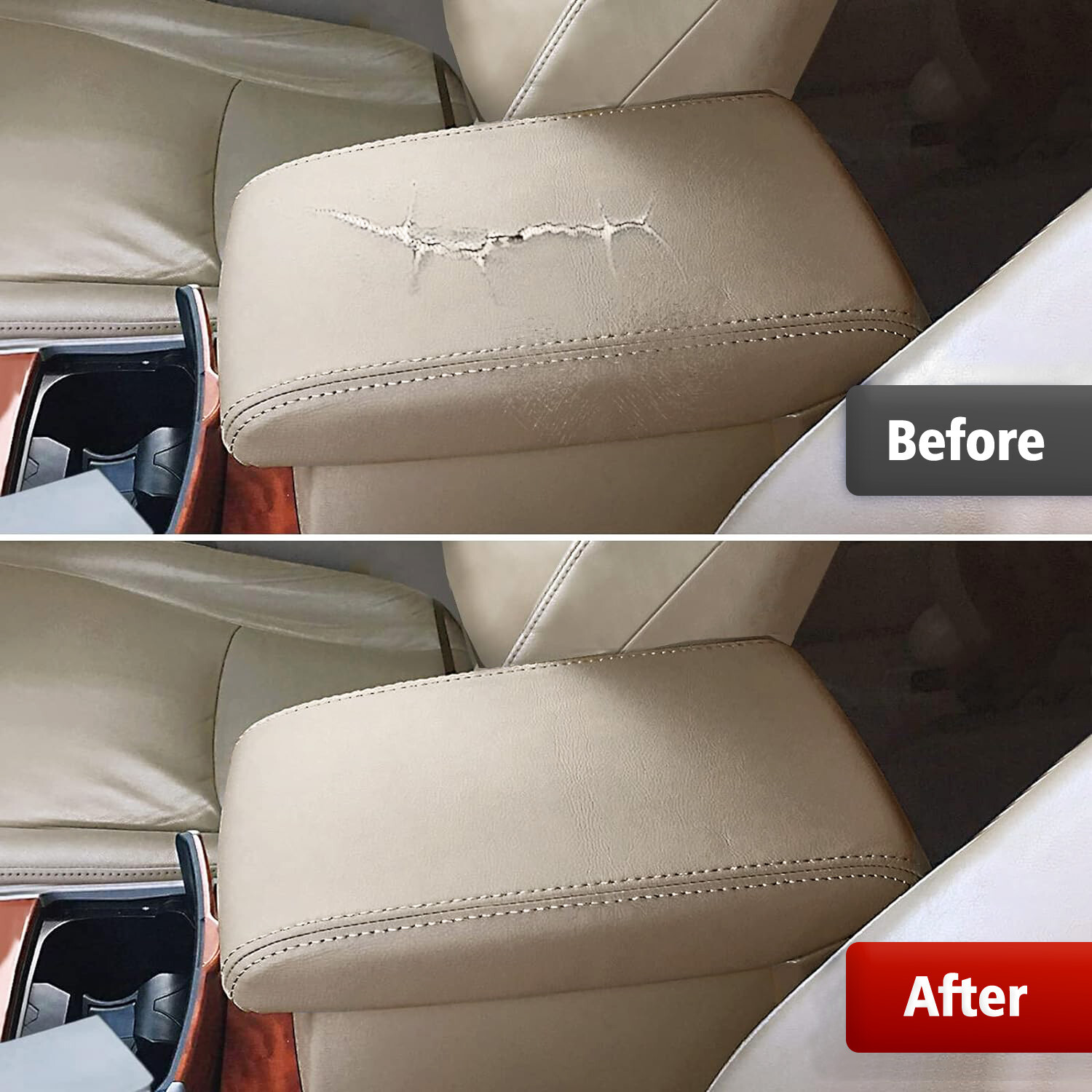 Fits 08-13 Toyota Highlander Leather Center Console Lid Armrest Cover Beige Tan