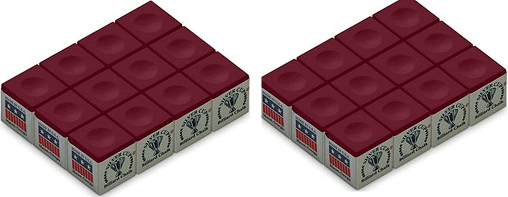 Silver Cup Billiard Chalk - 2 Dozen (Burgundy)