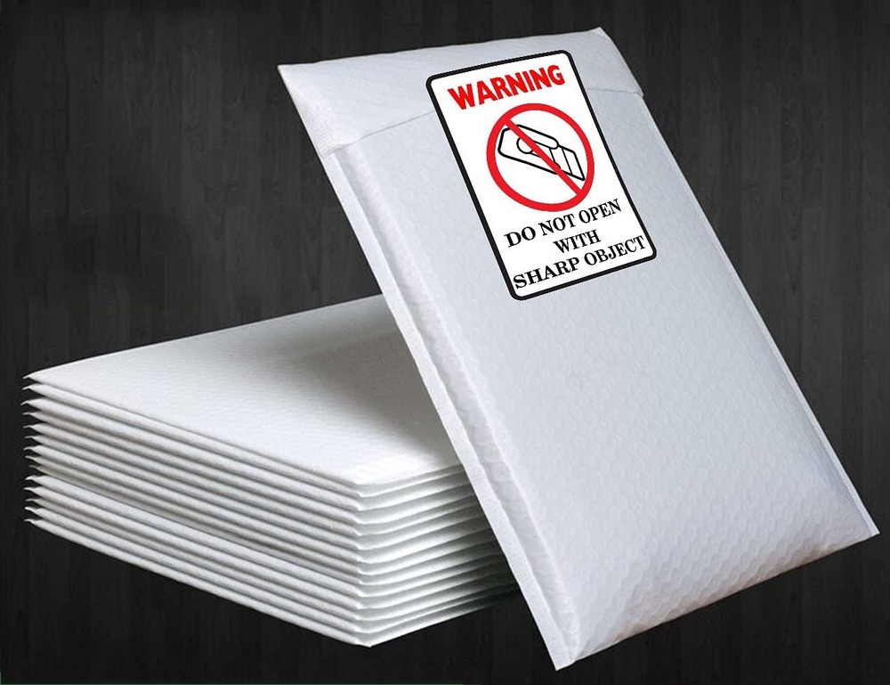 300pcs Do Not Open with Sharp Object Industrial Warning 2x3 inch, White
