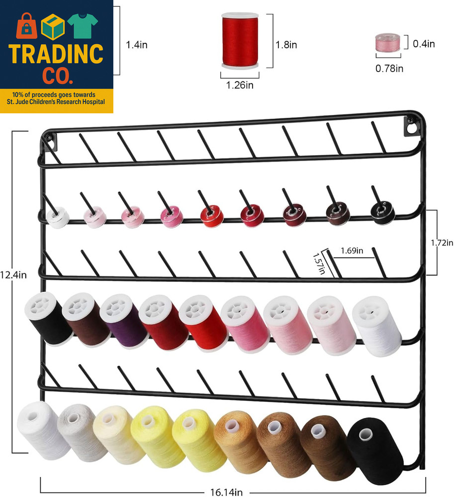 Thread Holder Wall 54 Spools Thread Rack Embroidery Spool Thread Organizer Wall